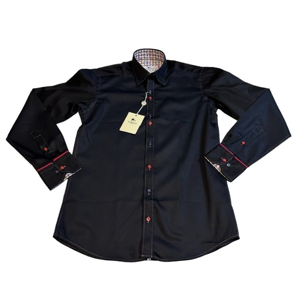 CLAUDIO LUGLI Couture BLACK Button Up Shirt Mens SMALL 29X19